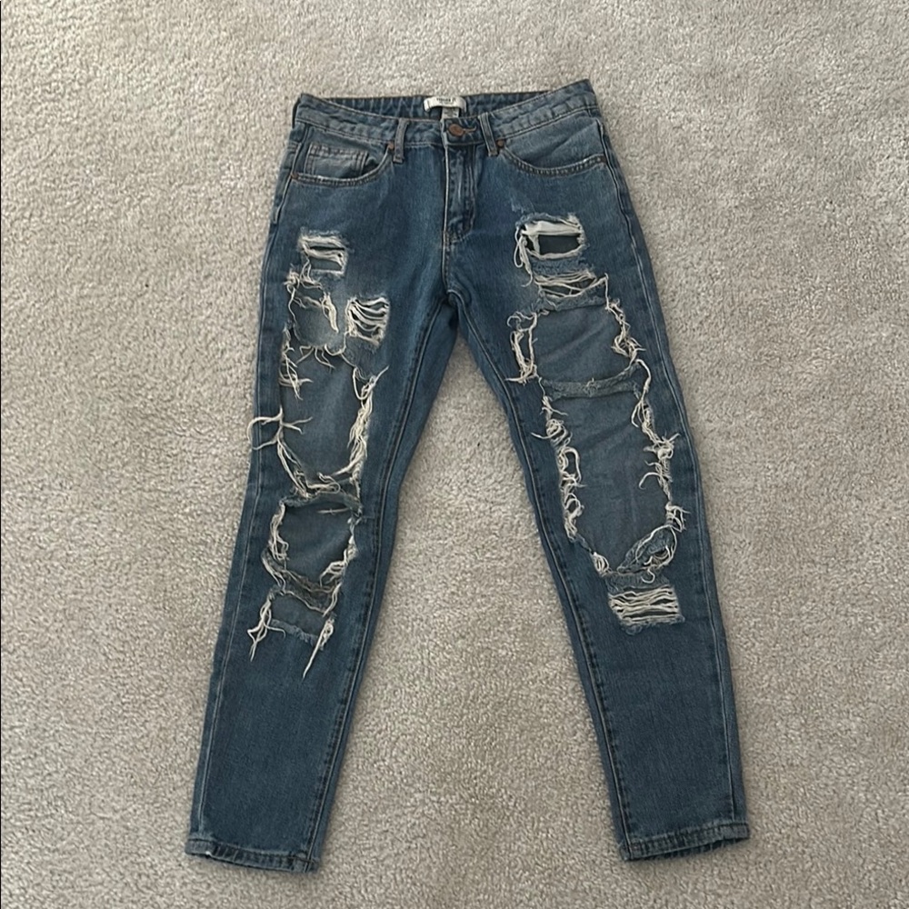 Distressed Blue Jeans